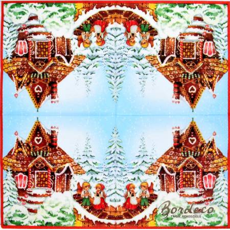 Serwetka do decoupage firmy HOME FASHION piernikowa chatka 33x33cm